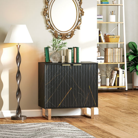 HOMCOM Elegant Storage Sideboard - Black/Gold-Tone