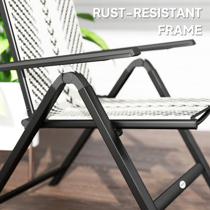 Outsunny Set of Two Rattan Reclining Garden Chairs - Grey
