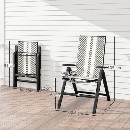 Outsunny Set of Two Rattan Reclining Garden Chairs - Grey