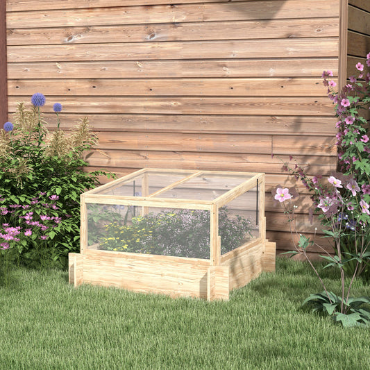 Outsunny 2-In-1 Wooden Greenhouse Planter Box - Natural