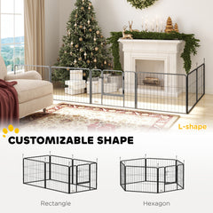 PawHut 6 Panels Dog Playpen, Portable Detachable Puppy Pen with Door, for Small Dogs, 60cm High, Black