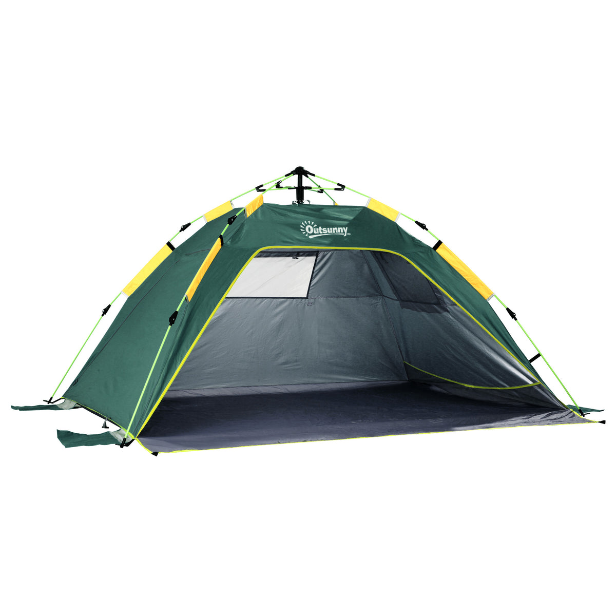 Outsunny Beach Tent for 1-2 Person Pop-up Design with 2 Mesh Windows & 2 Doors Dark Green