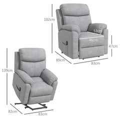 HOMCOM Power Lift Chair Electric Riser Recliner for Elderly with Massage, Linen Fabric Sofa Lounge Armchair with Remote Control and Side Pocket, Grey