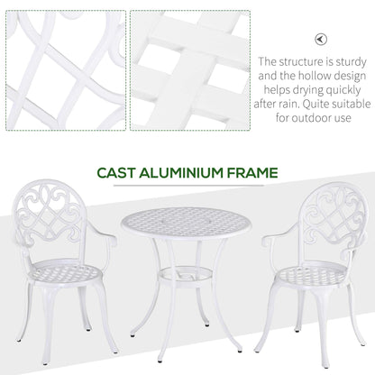 Outsunny Three-Piece Elegant Aluminium Garden Set - White