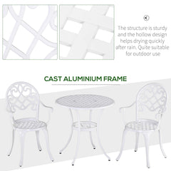 Outsunny Three-Piece Elegant Aluminium Garden Set - White