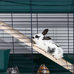 قفص PawHut Indoor Rabbit Guinea Pig قفص للحيوانات الصغيرة مكون من طابقين 80 × 44 × 82 سم