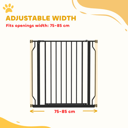 PawHut Extra Wide Dog Safety Gate, with Door Pressure, for Doorways, Hallways, Staircases - Black