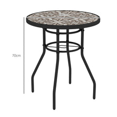 Outsunny â60 Garden Table, with Glass Printed Tabletop - Brown