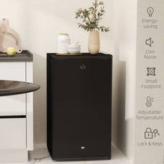 HOMCOM 91L Freestanding Under-Counter Fridge with Lock - Black