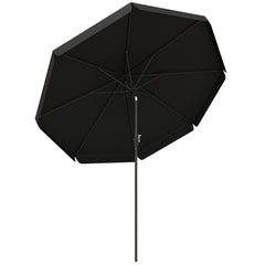 Outsunny 2.7m Patio Parasol Garden Umbrellas Outdoor Sun Shade Table Umbrella with Tilt, Crank, 8 Ribs, Ruffles, Black