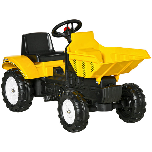 HOMCOM Kids Ride on Tractor No Power Pedal Go Kart with Manual Control Bucket for 3-6 Years Old