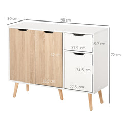 HOMCOM Sideboard Floor Standing Storage Cabinet with Drawer for Bedroom, Living Room, Home Office, Natural