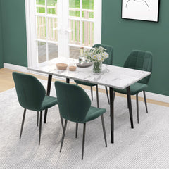 HOMCOM Set of Four Flannel Relaxed Tub Dining Chairs - Green