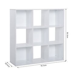 HOMCOM 3-tier 9 Cubes Storage Unit Particle Board Cabinet Bookcase Organiser Home Office Shelves White