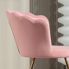 HOMCOM Velvet-Feel Lotus Petal Accent Chair - Pink