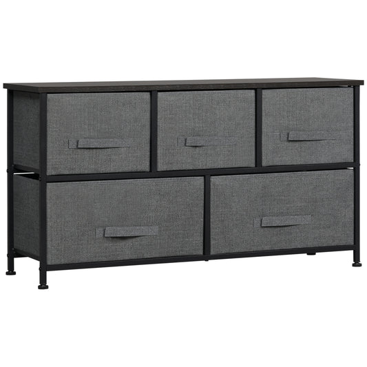 HOMCOM Chest of Five Fabric Drawers - Grey