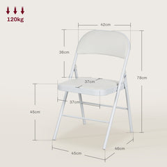 HOMCOM Set of Two Cushioned Steel Folding Chairs - White