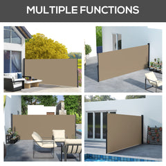 Outsunny Retractable Side Awning, Outdoor Privacy Screen for Garden, Hot Tub, Balcony, Terrace, Pool, 400 x 160cm, Khaki