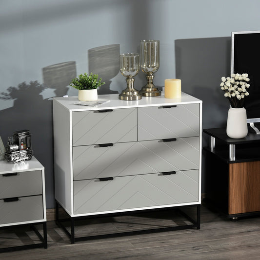 HOMCOM Chest of Drawers with Metal Handles Freestanding Dresser for Bedroom, Living Room