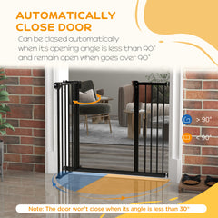 PawHut Metal 74-94cm Wide Adjustable Dog Gate Black