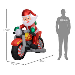 Outsunny 5.6ft Inflatable Santa Claus Motorcycle Decoration