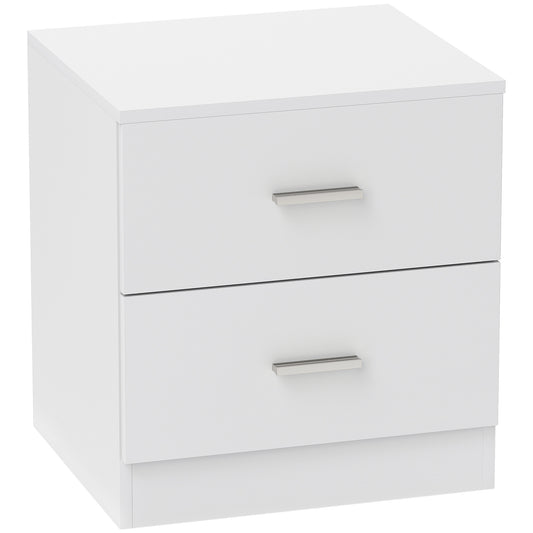 HOMCOM Bedside Table with 2 Drawers, Modern Nightstand, Cabinet Drawers Side Storage Unit for Bedroom, Living Room