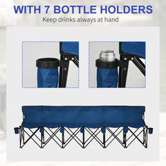 Outsunny 6 Seater Folding Camping Chair with Cup Holder & Carry Bag - Blue