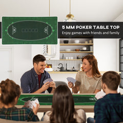 SPORTNOW 120 x 60 cm Professional Texas Hold'em Poker Mat 6 Player Water-Resistant Poker Table Top Rubber Poker Table Mat with Felt Surface Carry Bag, Green