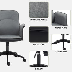 HOMCOM Linen and Faux Leather Mix Office Chair - Grey