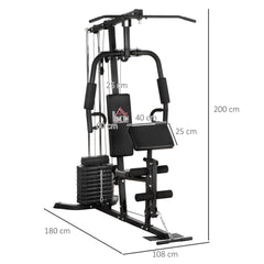 HOMCOM Multi-Exercise Gym Station, with 45kg Weight Stack, for Full Body Workout