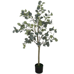 HOMCOM Decorative Artificial Plant, 5ft/ 150cm Silk Eucalyptus Tree with 230 Silver Dollar Leaves in Pot, Fake Plant for Home, Office, Living Room, Indoor Decor