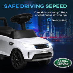 سيارة كهربائية للأطفال 2 في 1 من AIYAPLAY مرخصة من Land Rover بقوة 6 فولت، سيارة منزلقة مع مصابيح أمامية وموسيقى، للأطفال من سن 18 إلى 60 شهرًا، لون أبيض