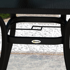 Outsunny Four-Seater Steel Garden Table, with â40mm Parasol Hole - Black