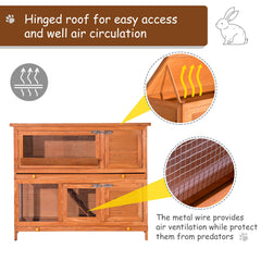 PawHut 48-Inch Antifungal Fir Board Guinea Pigs Hutches Sauce Yellow