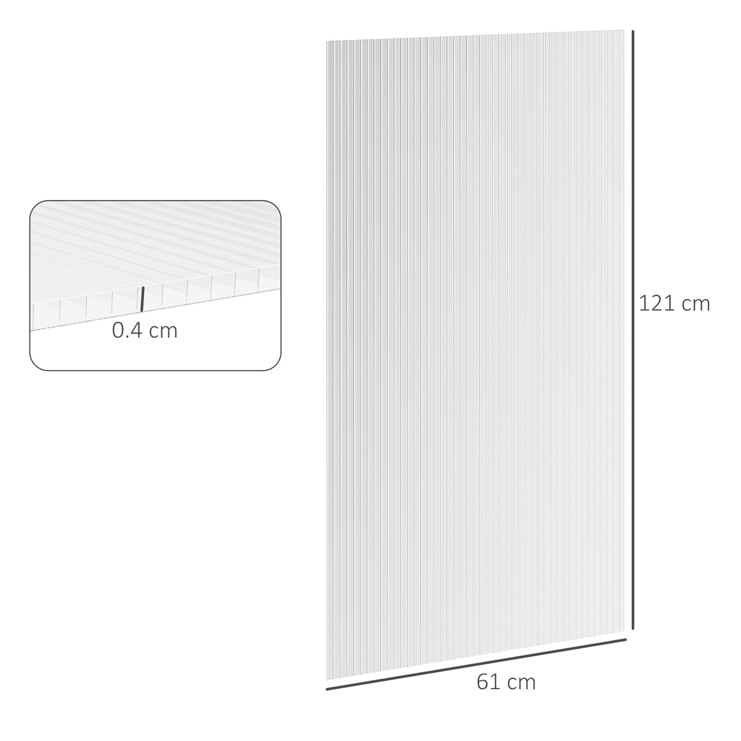 Outsunny 14 Pieces Polycarbonate Sheets, 121 x 61 x 0.4cm Twin-Wall Plastic Roofing Sheets, 10m√Ç¬≤ Replacement Greenhouse Panels, Waterproof and UV Protection, Clear