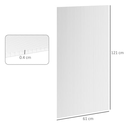 Outsunny 14 Pieces Polycarbonate Sheets, 121 x 61 x 0.4cm Twin-Wall Plastic Roofing Sheets, 10m√Ç¬≤ Replacement Greenhouse Panels, Waterproof and UV Protection, Clear