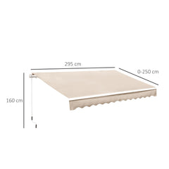 Outsunny Manual Retractable Awning, 3x2.5 m-Ivory White