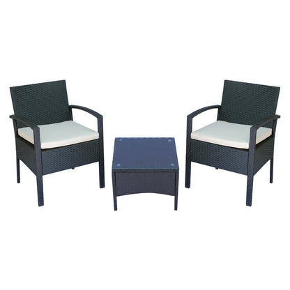 Outsunny 2 Seater Rattan Bistro Set, Steel-Black