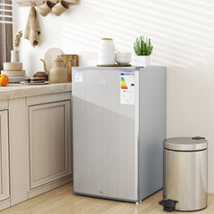 HOMCOM 91L Freestanding Under-Counter Fridge with Lock - Grey