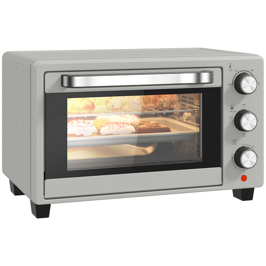 HOMCOM 21L Mini Countertop Oven, 100√Ç¬∞C-230√Ç¬∞C Adjustable Temp - Silver Tone