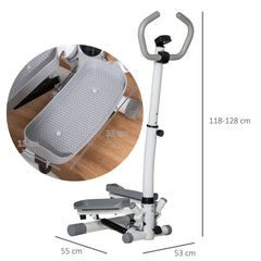 HOMCOM Adjustable Twist Stepper Aerobic Ab Exercise Fitness Workout Machine w/ LCD Screen, Height Adjust Handlebars for Home Gym, White and Grey