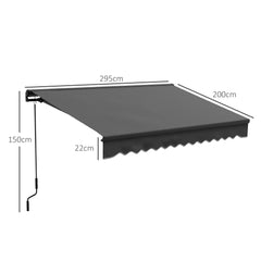 Outsunny 3 x 2m Aluminium Frame Electric Awning, with Remote - Dark Grey