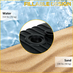 Outsunny Heavy Duty Parasol Base Plastic Umbrella Stand for Cantilever Banana Parasol with Wheels, Water and Sand Filled