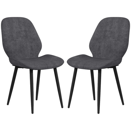 HOMCOM Velvet Dining Chairs, Set of 2 Dining Room Chairs with Metal Legs for Living Room, Dining Room, Grey