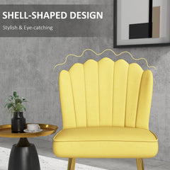 HOMCOM Velvet-Feel Shell Accent Chair - Yellow