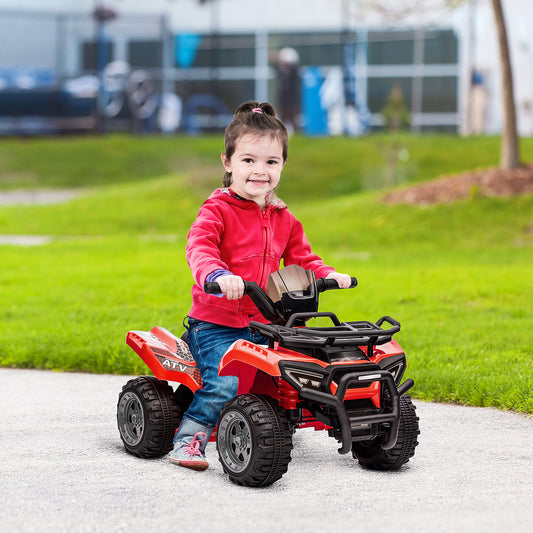 HOMCOM 6V Kids Electric Ride on Car Toddlers Quad Bike Toy With Music for 18-36 months Red