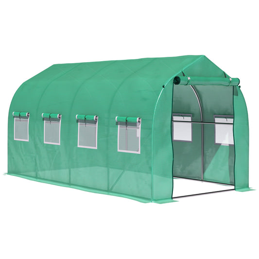 Outsunny Polytunnel Greenhouse with Windows and Door, Walk in Greenhouse for Garden, Backyard (4 x 2 M)