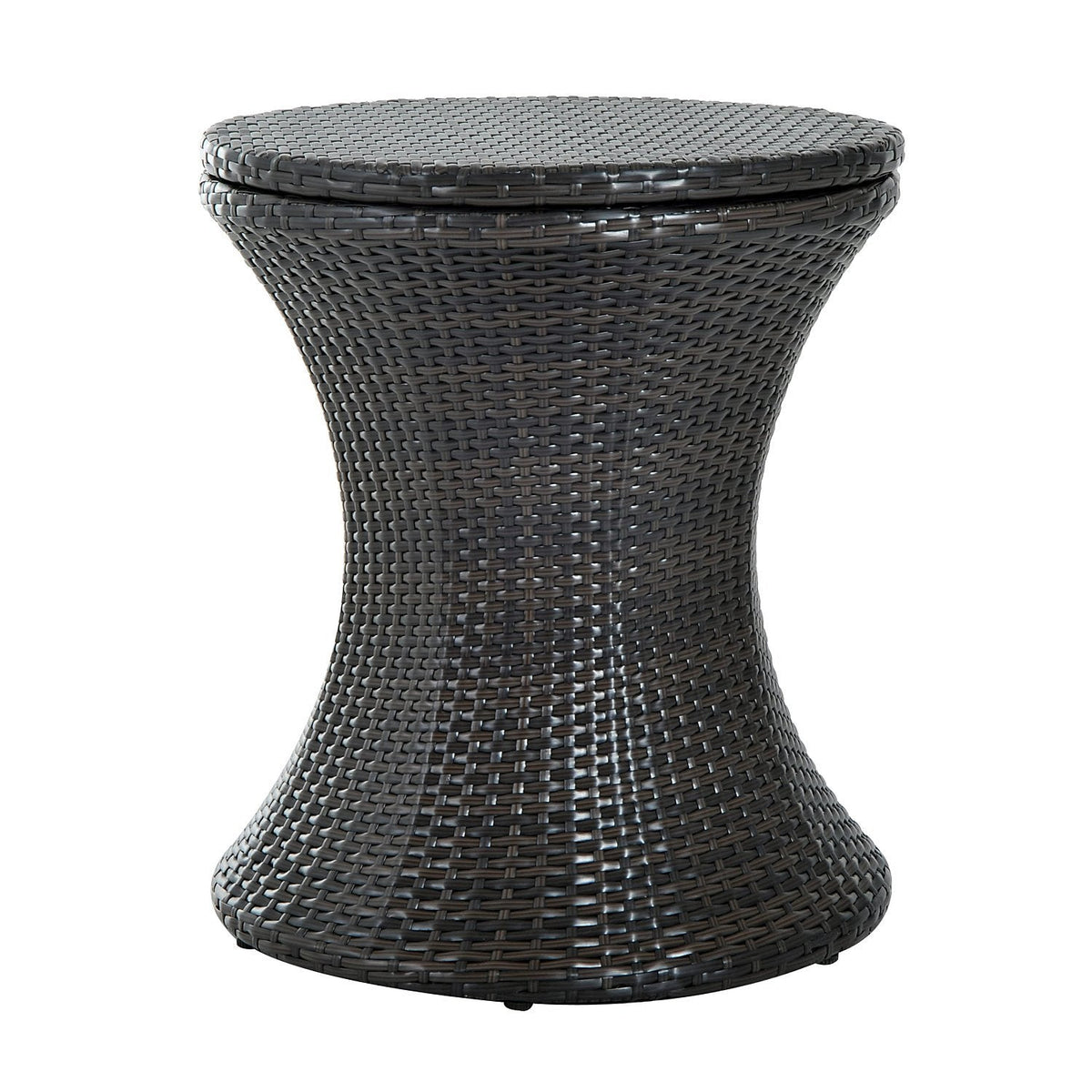 Outsunny PE Rattan Ice Bucket Table, Outdoor Round Liftable Beer Cooler, Cocktail Tables for Bar, Patio, Deck, Pool, Brown