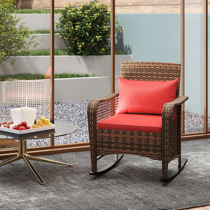 Outsunny Rattan Rocking Chair - Red