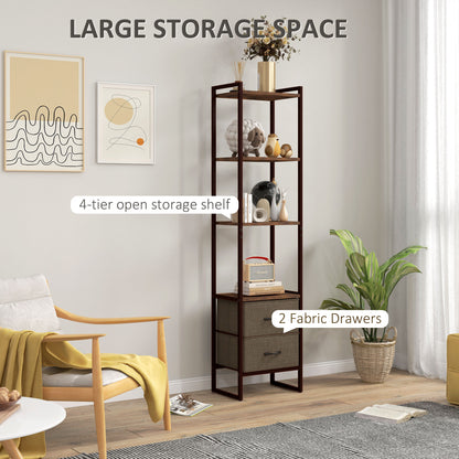 HOMCOM Four-Tier Industrial Display Shelf, with Bottom Drawers